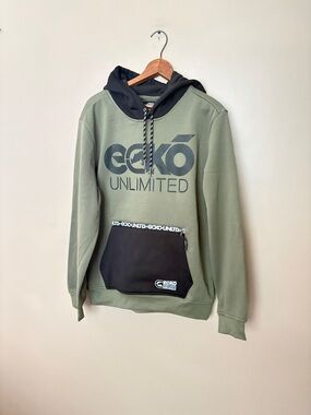 Ecko Unlimited Easygoing hoodie olive green fleece sweatshirt streetwear S NWT